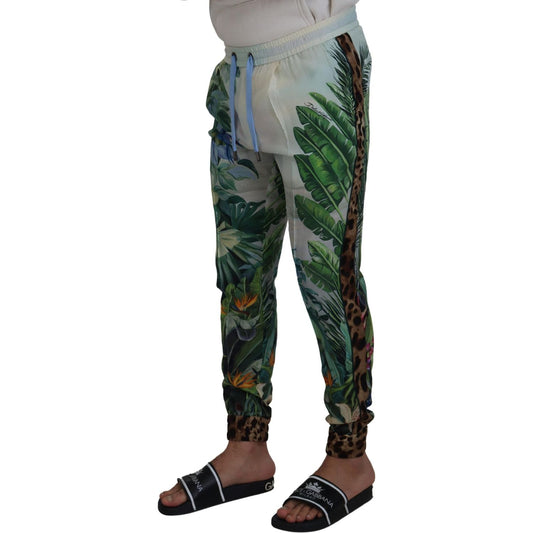 Dolce & Gabbana White Floral Printed Men Jogger Pants PAN73216 - 48