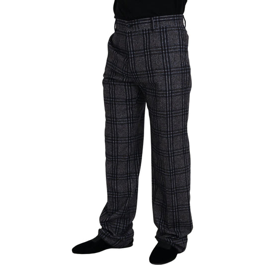 Dolce & Gabbana Elegant Gray Checkered Alpaca Blend Pants Dolce & Gabbana Black