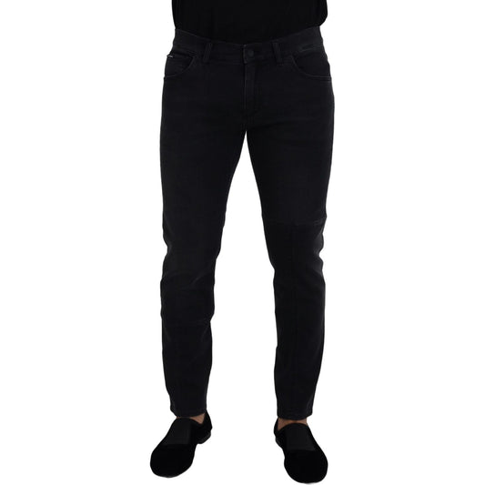 Dolce & Gabbana Sleek Black Cotton Blend Denim Pants Dolce & Gabbana Black