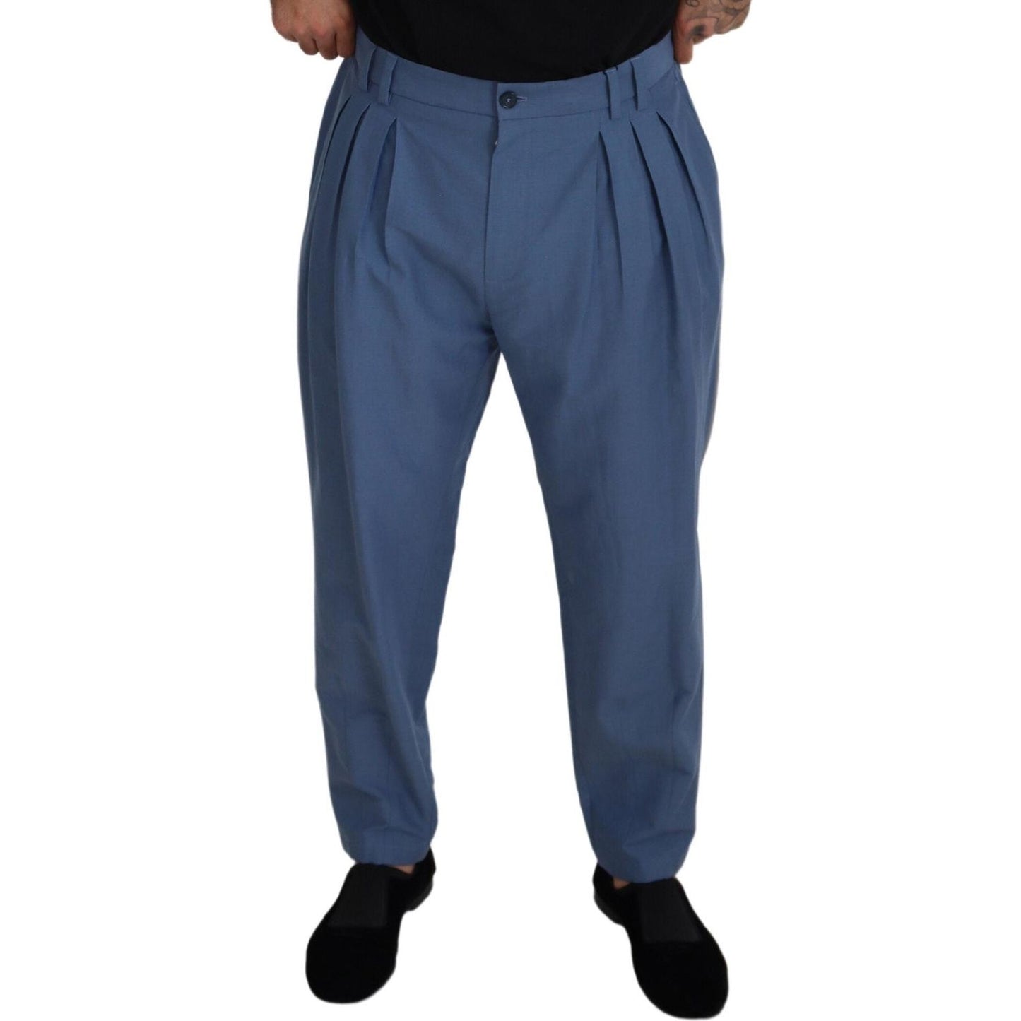 Dolce & Gabbana Blue Linen Chino Formal Pants
