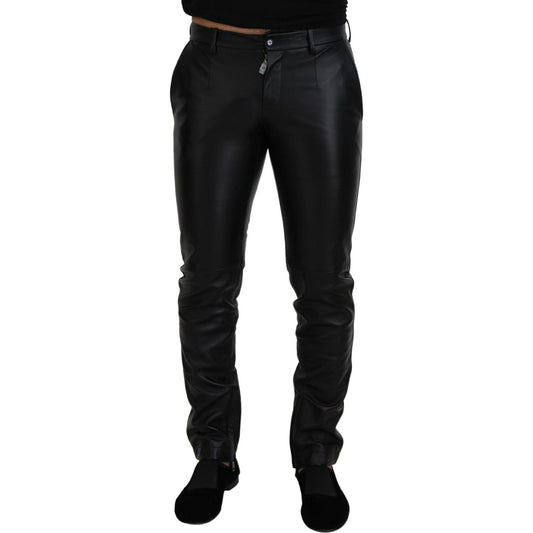 Dolce & Gabbana Elegant Black Agnello Trousers for Men Dolce & Gabbana Black