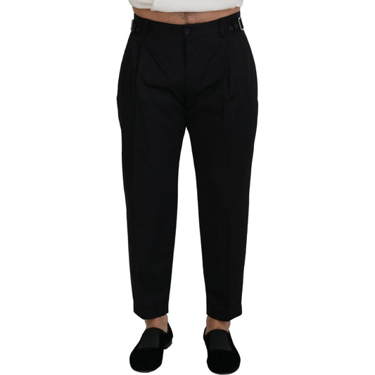 Dolce & Gabbana Sleek Black Italian Designer Pants with Side Buckle Dolce & Gabbana Black