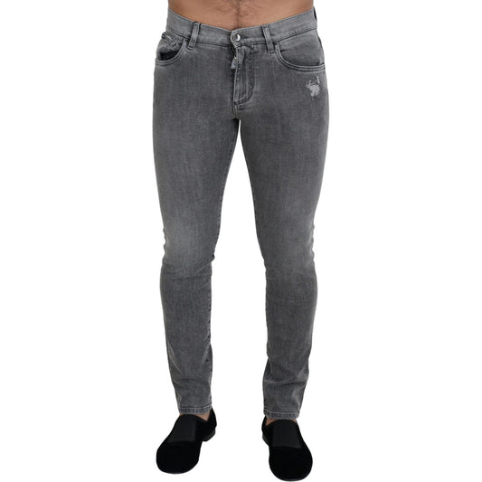 Dolce & Gabbana Chic Grey Washed Denim Pants Dolce & Gabbana Dark Slate Gray