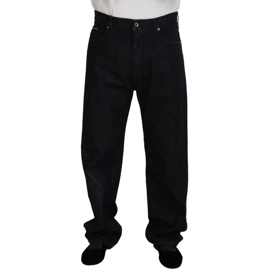 Dolce & Gabbana Elegant Black Washed Denim Pants Luxe Cotton Dolce & Gabbana Black
