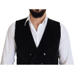 Dolce & Gabbana Black Cotton Double Breasted Waistcoat Vest TSH83027 - 44