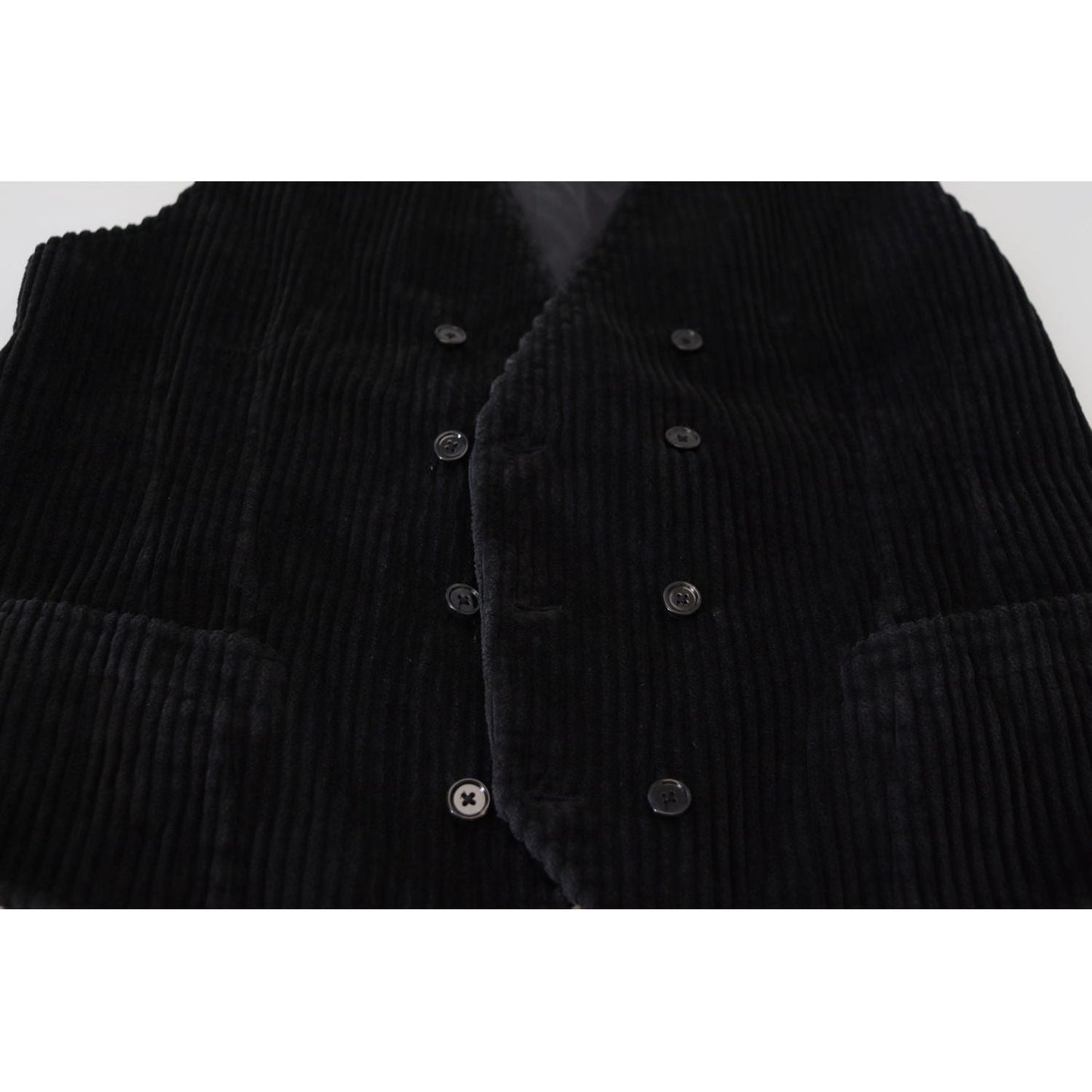 Dolce & Gabbana Black Cotton Double Breasted Waistcoat Vest TSH83027 - 44