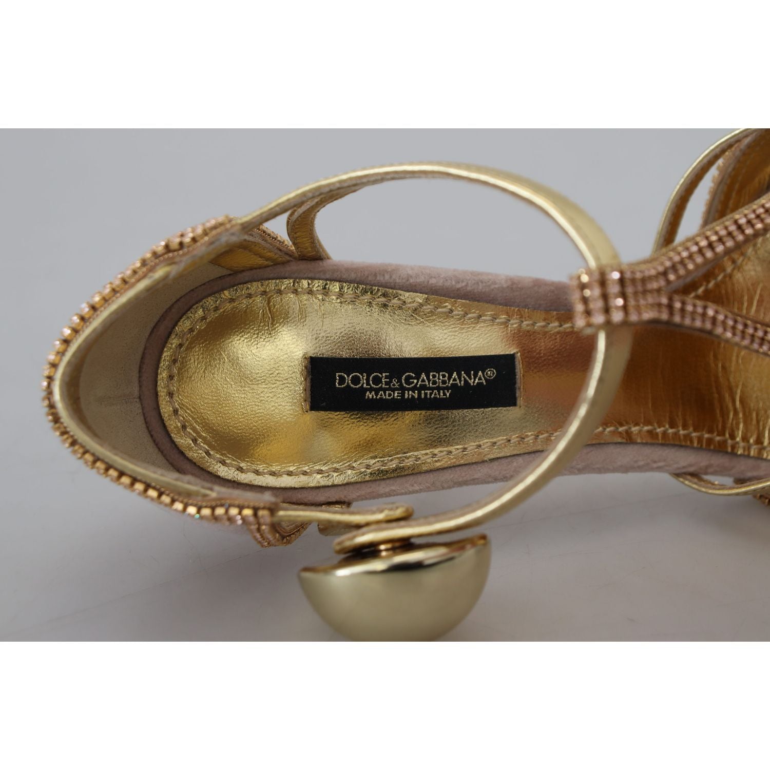 Dolce & Gabbana Pink Crystal T-strap Heels Pumps Shoes