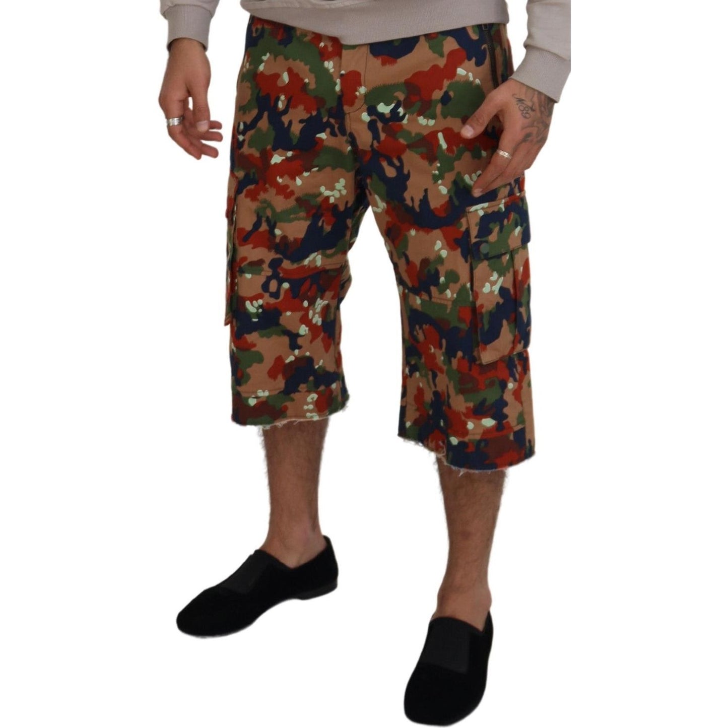 Dolce & Gabbana Multicolor Cotton Camouflaged Cargo Shorts