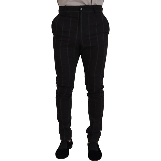 Dolce & Gabbana Elegant Black Striped Chino Pants Dolce & Gabbana Black