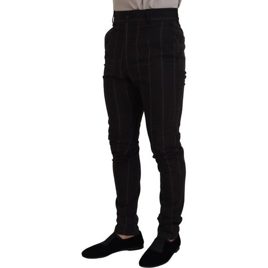 Dolce & Gabbana Elegant Black Striped Chino Pants Dolce & Gabbana Black