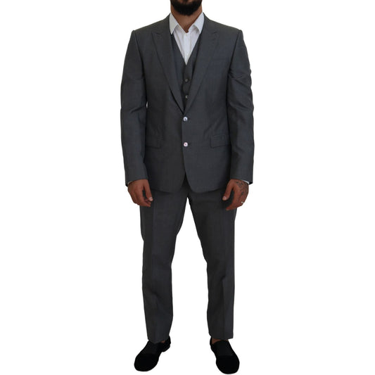 Dolce & Gabbana Sleek Silver Martini Slim Fit Three-Piece Suit Dolce & Gabbana Dark Slate Gray