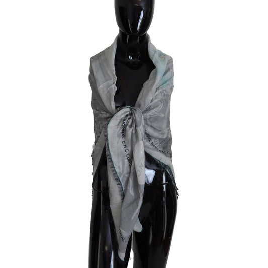 Costume National Chic Designer Grey Scarf with Fringes Costume National Dark Slate Gray