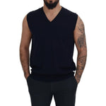 Paolo Pecora Milano Black Cotton V-neck Sleeveless Tank T-shirt TSH8213 - 62