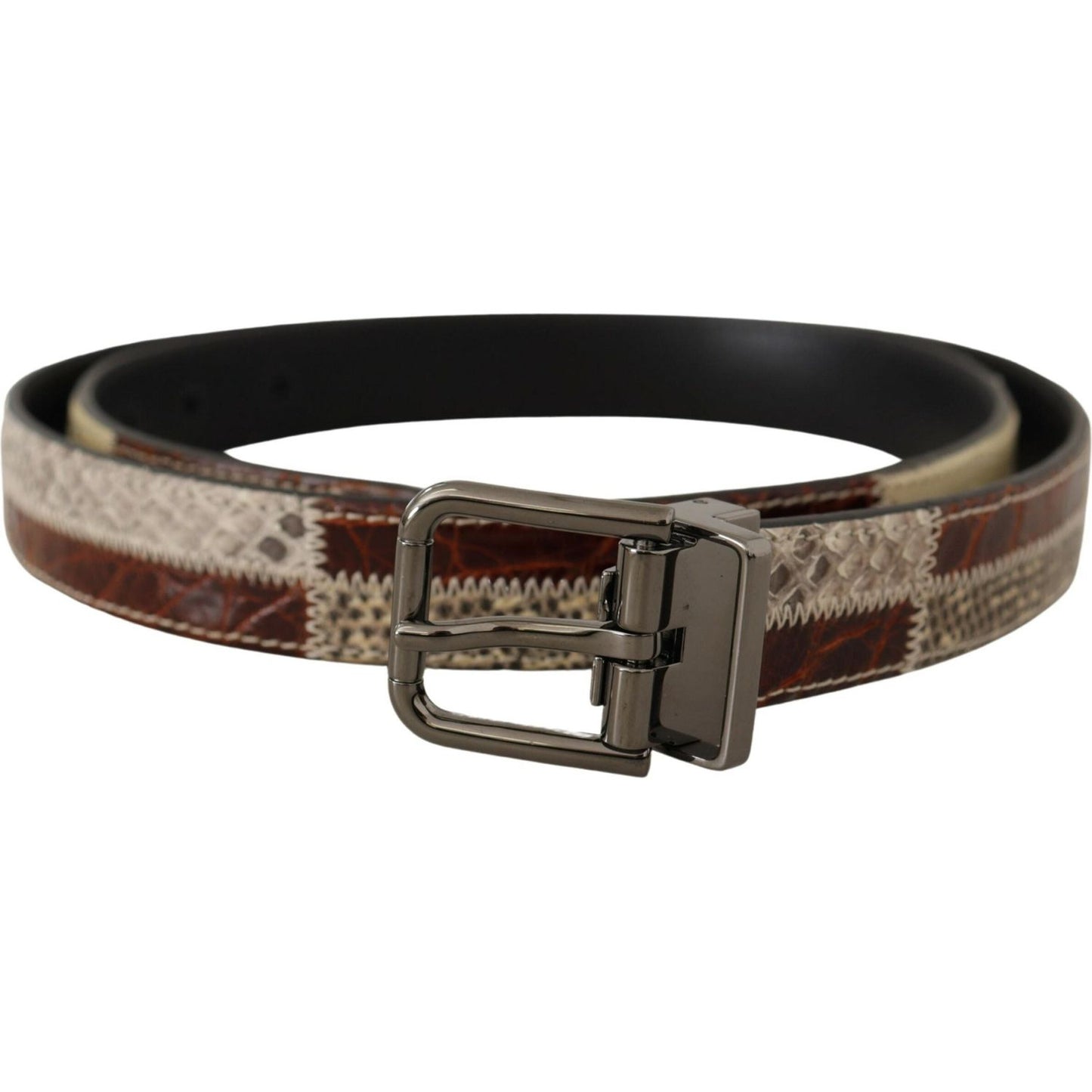 Dolce & Gabbana Multicolor Exotic Leather Patchwork Metal Belt