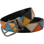 Dolce & Gabbana Multicolor Leather Silver Tone Logo Buckle Belt BEL8438 -90