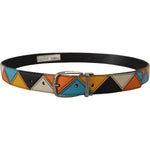 Dolce & Gabbana Multicolor Leather Silver Tone Logo Buckle Belt BEL8438 -90