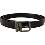 Dolce & Gabbana Black Vernice Puntinata Leather Silver Tone Metal Belt BEL8459-90