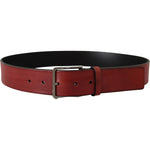 Dolce & Gabbana Maroon Vitello Silver Metal Logo Buckle Belt BEL8470- 85