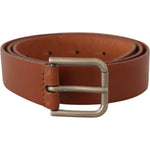 Dolce & Gabbana Brown Calf Leather Silver Tone Metal Buckle Belt BEL8504- 90