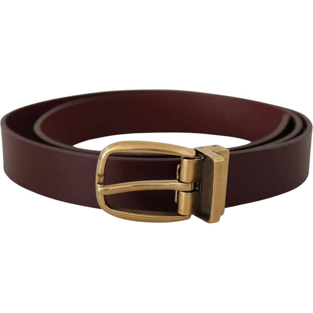 Dolce & Gabbana Brown Leather Classic Gold Metal Buckle Belt BEL8509 - 90