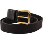 Dolce & Gabbana Brown Classic Leather Gold Metal Buckle Belt BEL8521 - 95