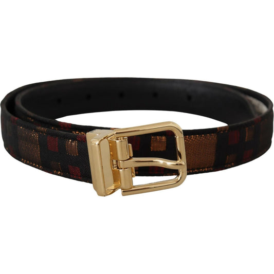 Dolce & Gabbana Multicolor Leather Belt with Gold Buckle Dolce & Gabbana Dark Khaki
