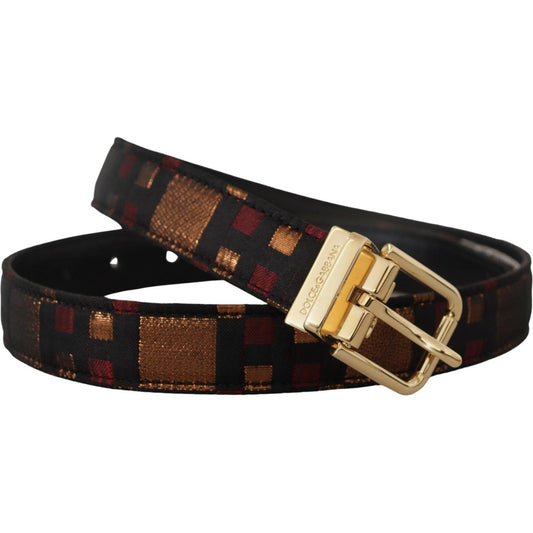 Dolce & Gabbana Multicolor Leather Belt with Gold Buckle Dolce & Gabbana Black