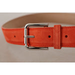 Dolce & Gabbana Elegant Suede Leather Belt in Vibrant Orange Dolce & Gabbana Rosy Brown