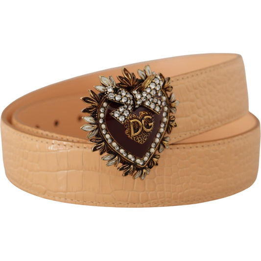 Dolce & Gabbana Enchanting Nude Leather Belt with Engraved Buckle Dolce & Gabbana Dark Khaki