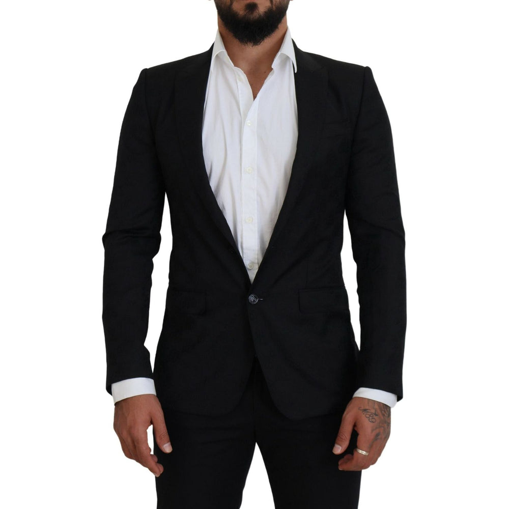 Dolce & Gabbana Black Wool Formal Coat Martini Blazer KOS2133- 44