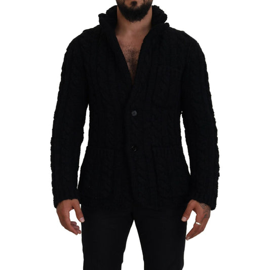 Dolce & Gabbana Black Wool Knit Button Cardigan Sweater TSH83649 - 44