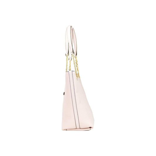 Michael Kors Jet Set Medium Powder Blush Leather Front Zip Chain Tote Bag Purse Michael Kors Antique White