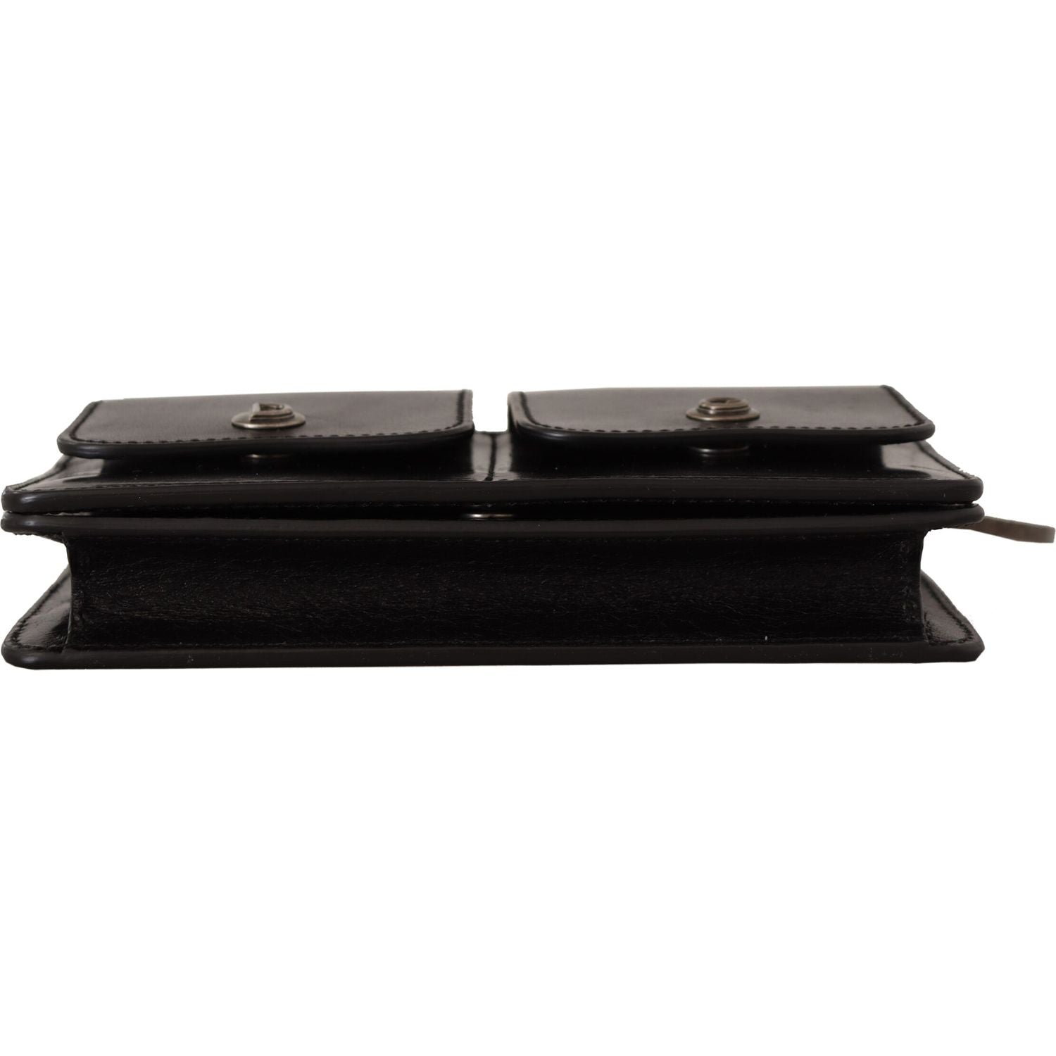 Dolce & Gabbana Black Leather Wristlet Mini Bag Card Bill Wallet