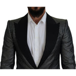 Dolce & Gabbana Black Silver Jacquard Slim Fit Jacket Blazer KOS2115-46
