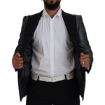 Dolce & Gabbana Black Silver Jacquard Slim Fit Jacket Blazer KOS2115-46