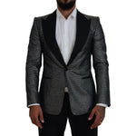 Dolce & Gabbana Black Silver Jacquard Slim Fit Jacket Blazer KOS2115-46