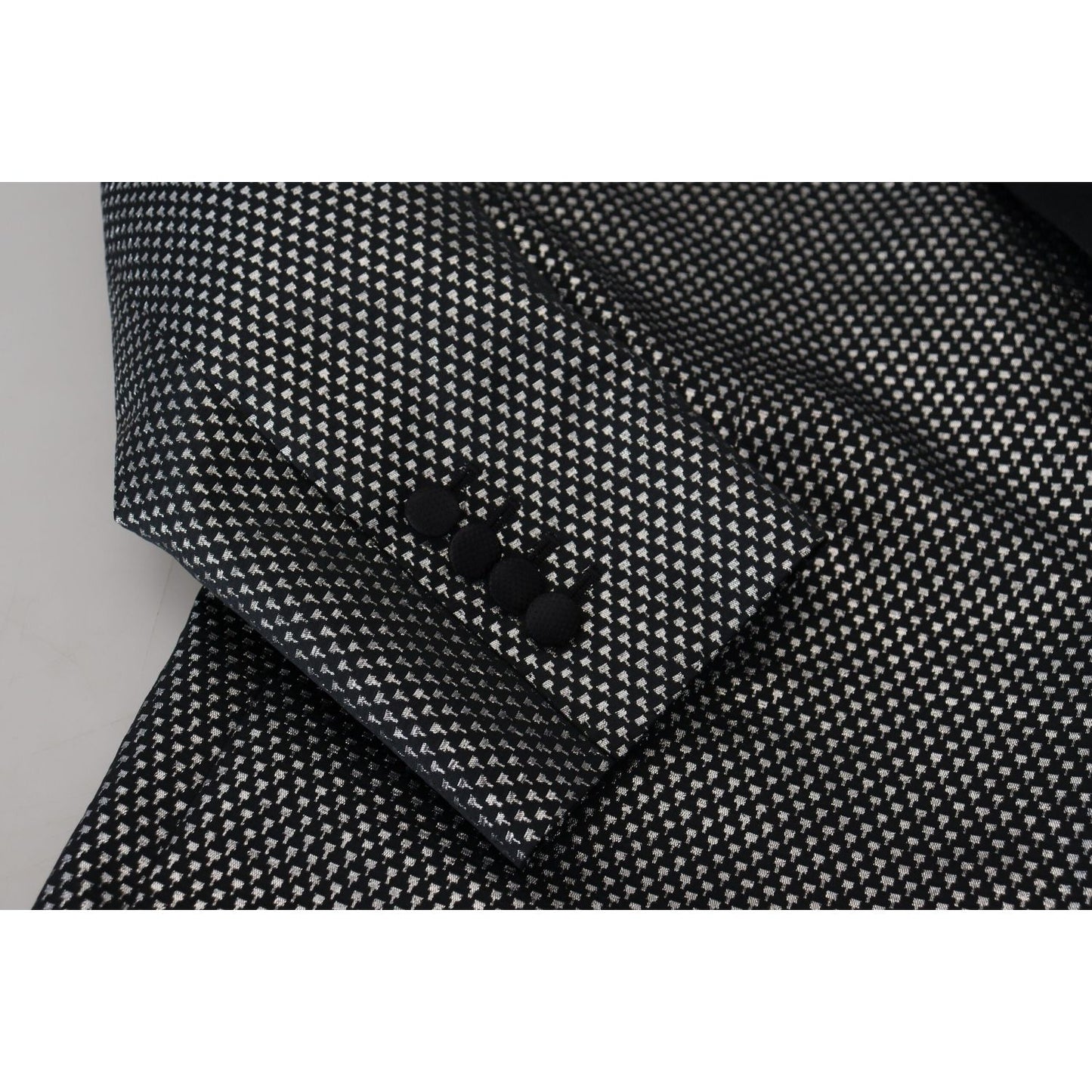 Dolce & Gabbana Black Silver Jacquard Slim Fit Jacket Blazer KOS2115-46