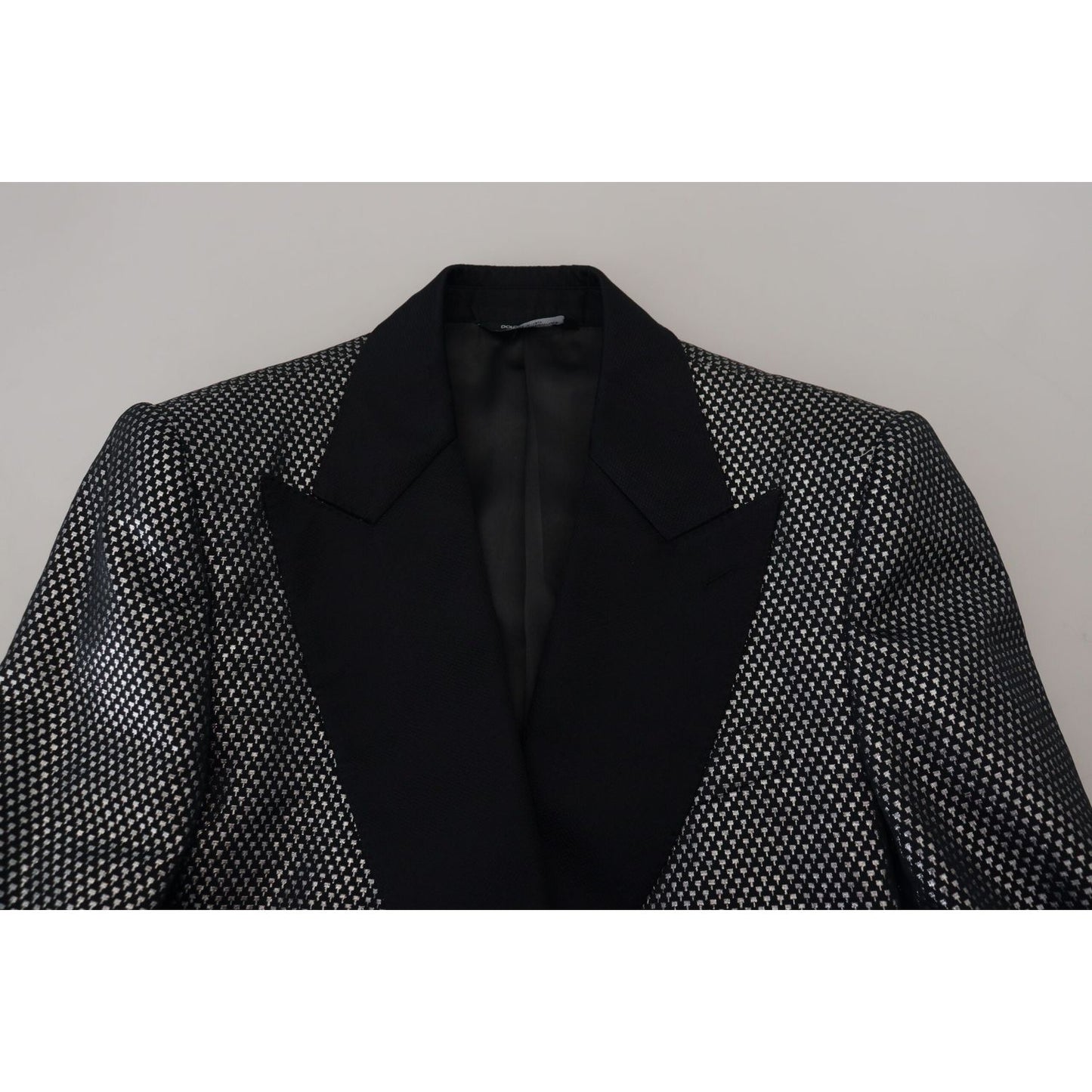 Dolce & Gabbana Black Silver Jacquard Slim Fit Jacket Blazer KOS2115-46