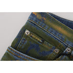 Dolce & Gabbana Blue Green Skinny Cotton Denim Jeans PAN74547- 44