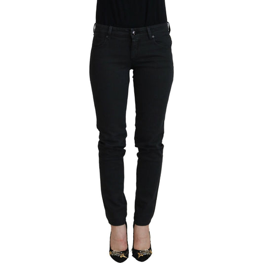 Ermanno Scervino Chic Low Waist Black Skinny Jeans Ermanno Scervino Black