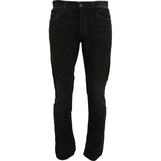 Costume National Stylish Gray Corduroy Denim Jeans Costume National Black