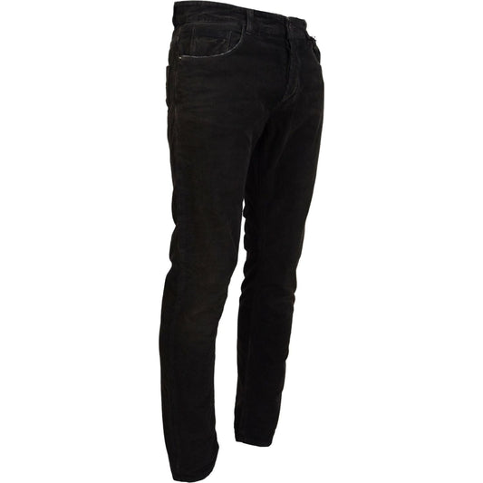 Costume National Stylish Gray Corduroy Denim Jeans Costume National Black