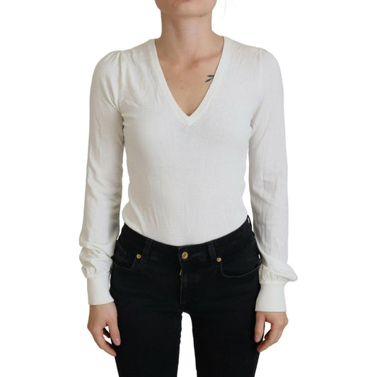 Patrizia Pepe Chic Ivory Casual Blouse Patrizia Pepe Gray