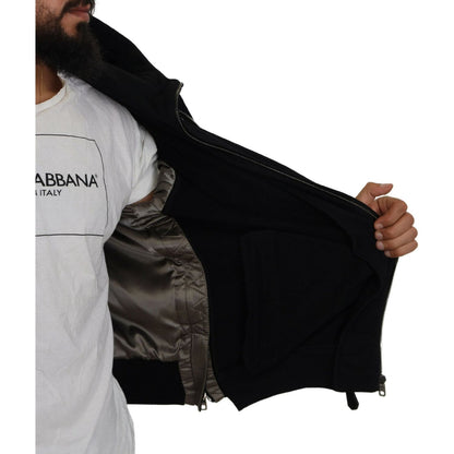 Dolce & Gabbana Black Nylon Hooded Full Zip Men Coat Jacket