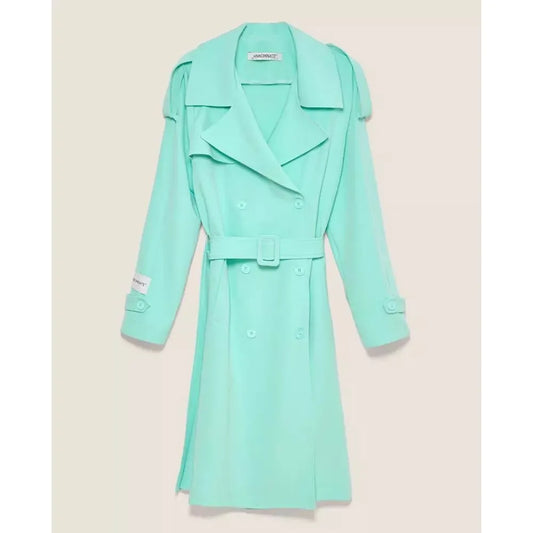 Hinnominate Elegant Light Blue Double-Breasted Trench Coat Hinnominate Light Gray