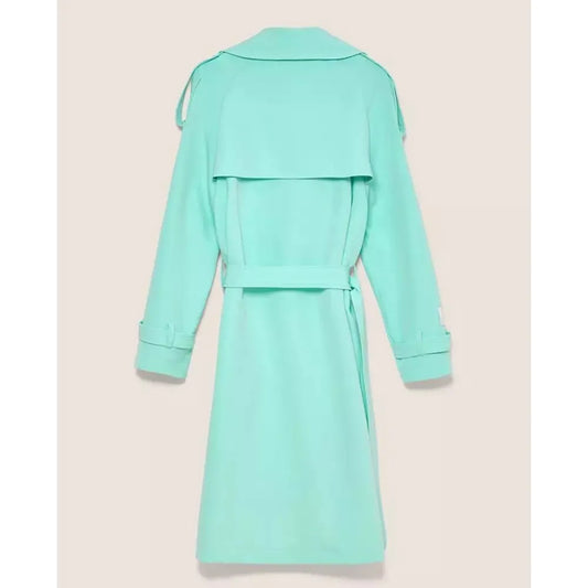 Hinnominate Elegant Light Blue Double-Breasted Trench Coat Hinnominate Antique White