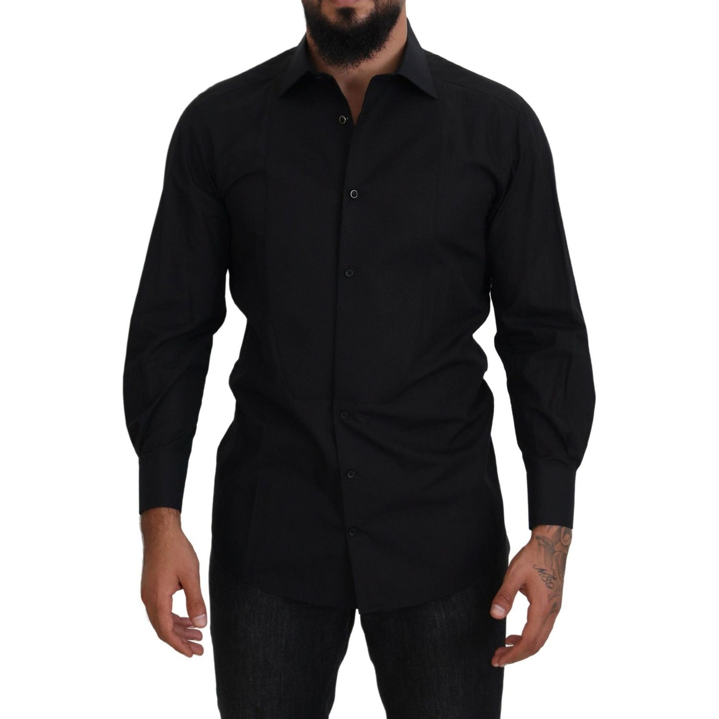 Dolce & Gabbana Black GOLD Cotton Collared Long Sleeve Shirt TSH83806-41