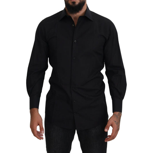 Dolce & Gabbana Black GOLD Cotton Collared Long Sleeve Shirt TSH83806-41