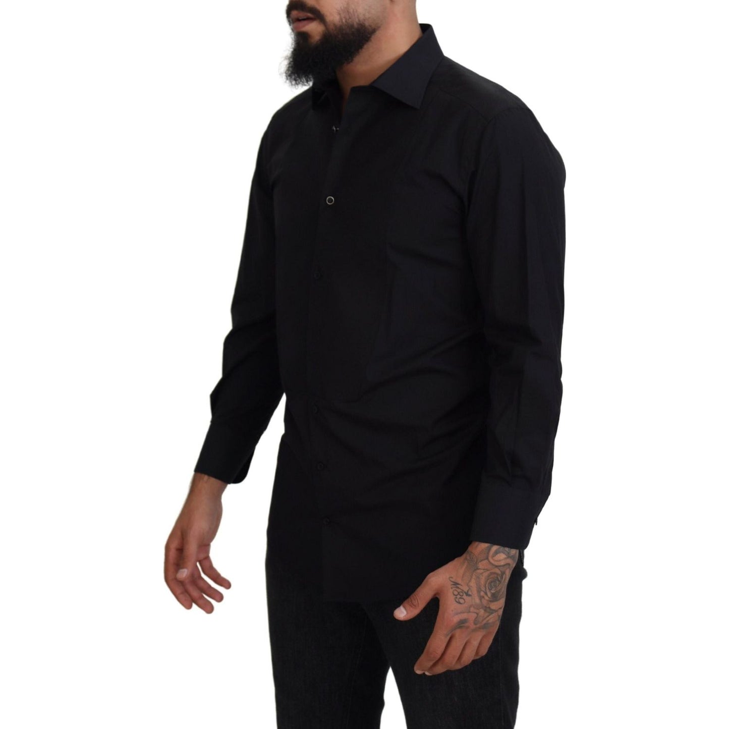 Dolce & Gabbana Black GOLD Cotton Collared Long Sleeve Shirt TSH83806-41