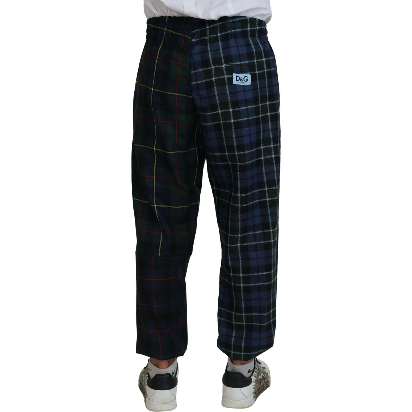 Dolce & Gabbana Multicolor Checkered Wool Men Jogger Pants